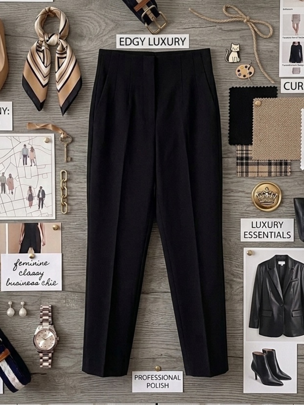 Zara PANTS WITH A HIGH WAIST Size Large Black - NWT